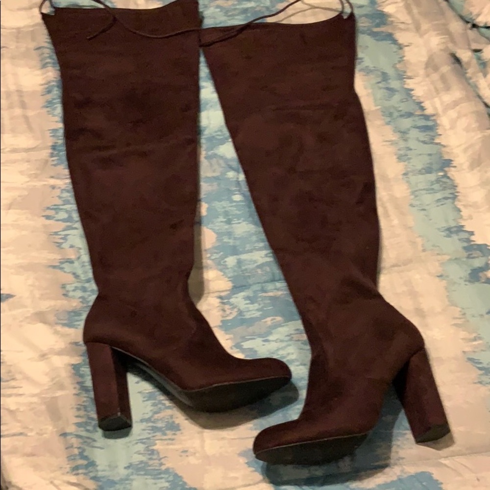 Burgundy OTK boots wide calf